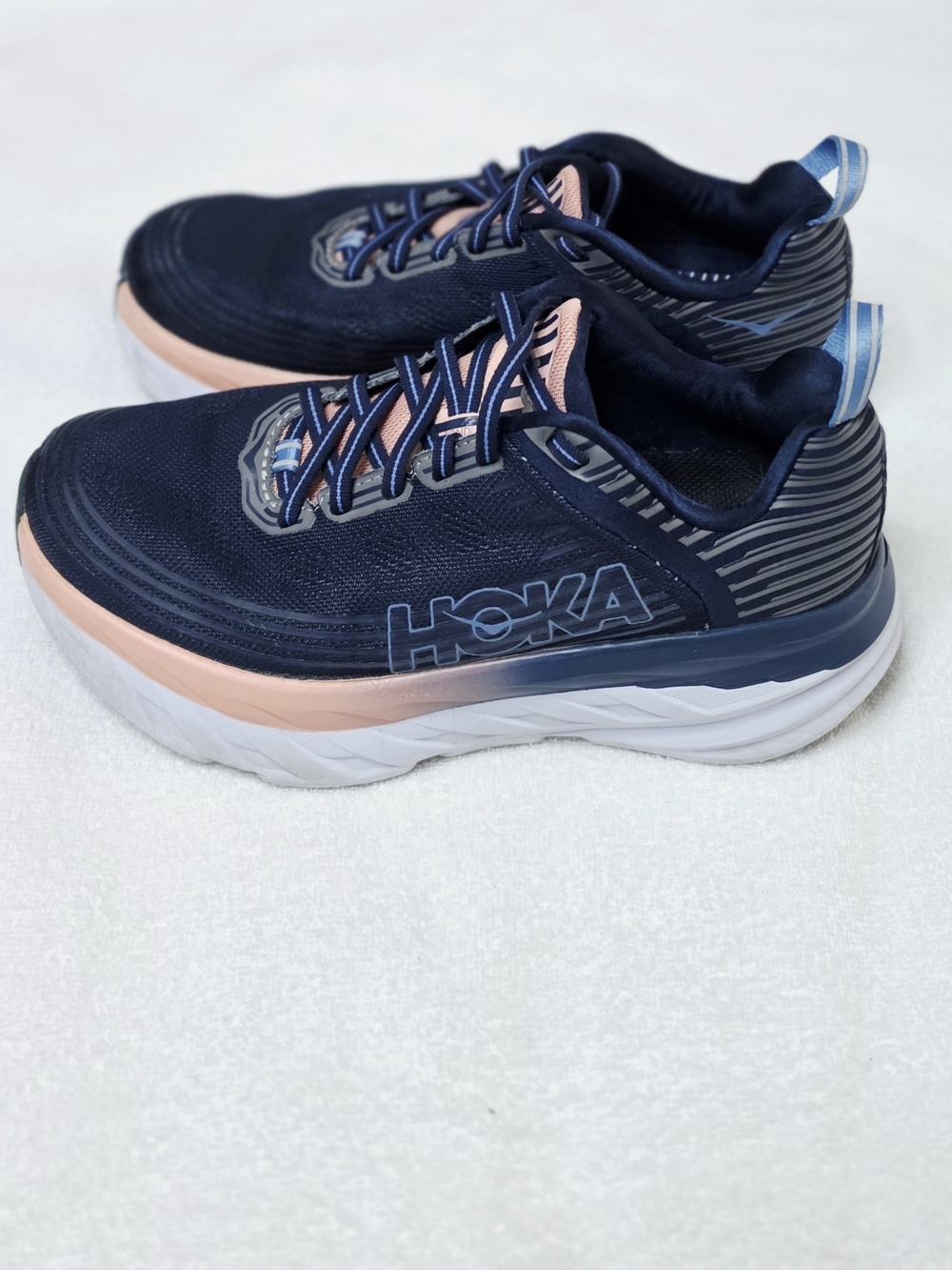HOKA Women's Navy and Peach Running Shoes